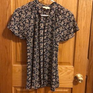 Navy Floral work blouse